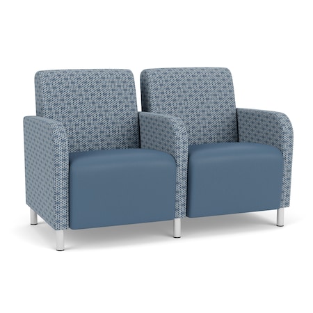 Lesro Siena 2 Seat Tandem Seating, Brushed Steel, RS RainSong Back, MD Titan Seat, RS RainSong Panels SN2103